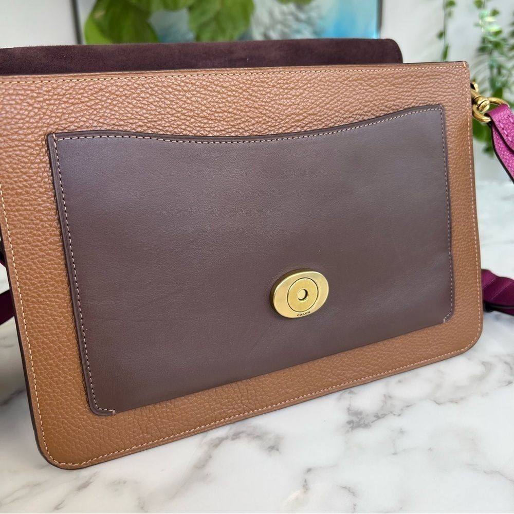 COACH Tabby Shoulder Bag In Colorblock Hibiscus Pink Brown Brass Crossbody 76106 - Picture 16 of 16
